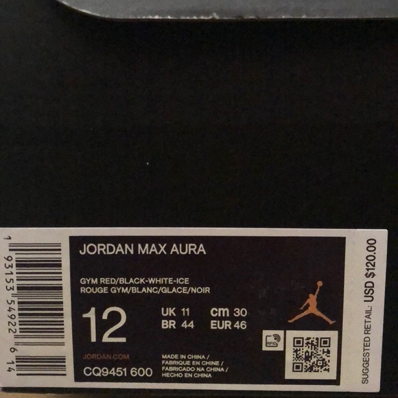 NIKE JORDAN MAX AURA SNEAKERS SIZE 12 - Picture 8 of 8